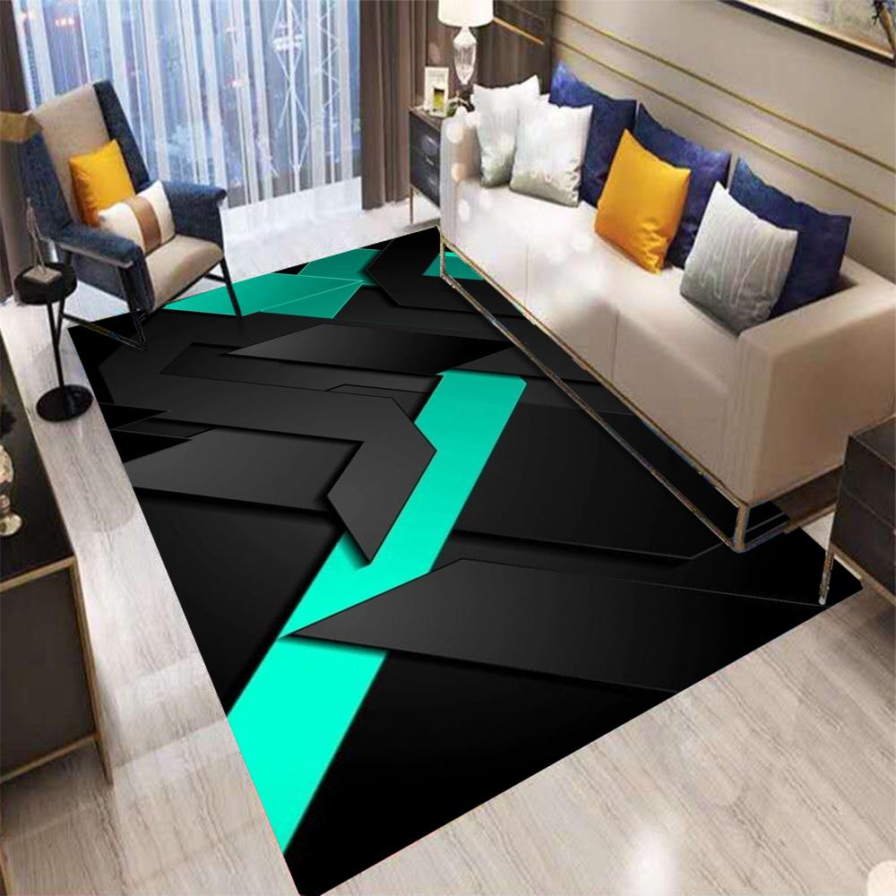 Geometrischer Teppich im Gaming-Stil für das Wohnzimmer Fluoreszierendes Farbdesign Innen-Heimdekoration Teppich für große Flächen Bodenmatte für Tech-Home