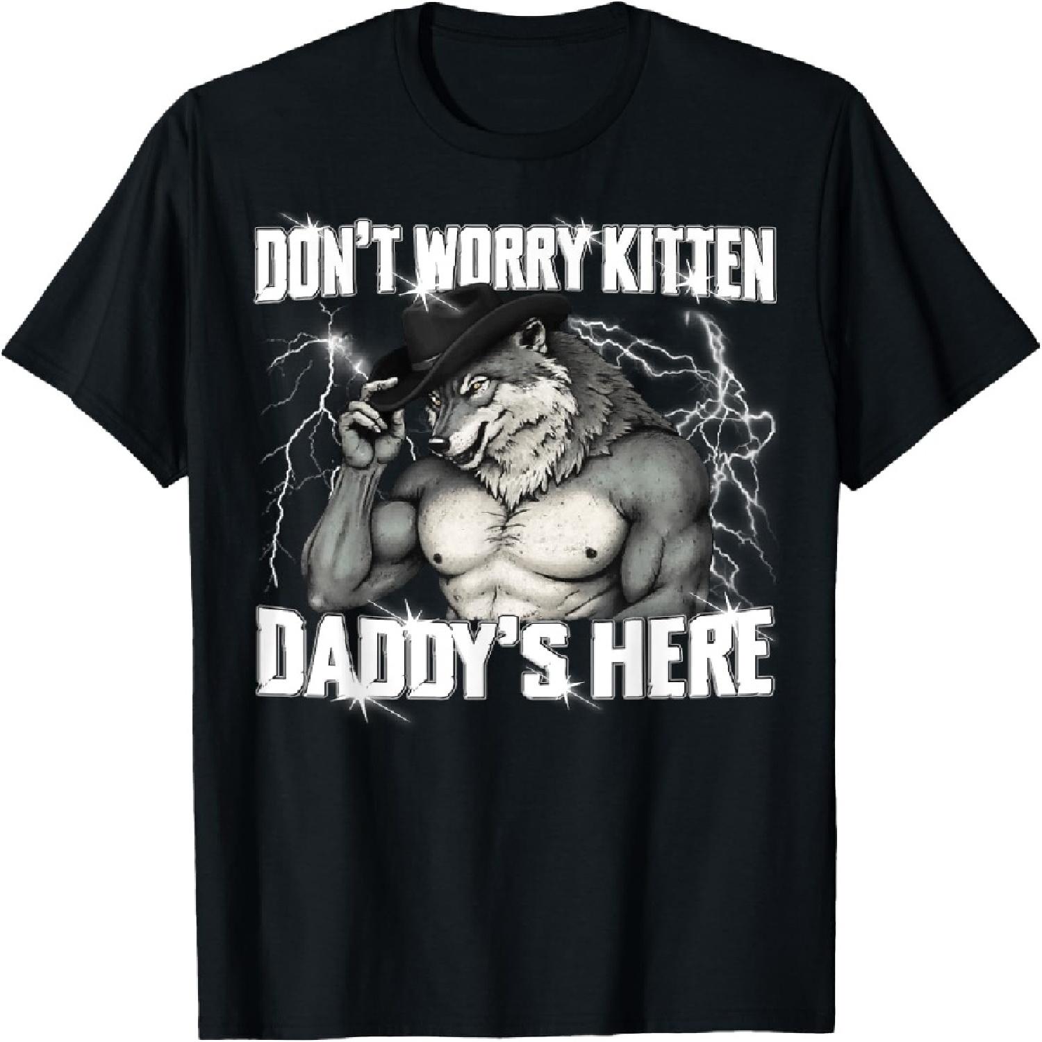 

Не волнуйся, папочка-котенок здесь Оборотень Мем Волк-альфа Футболка S разноцветный