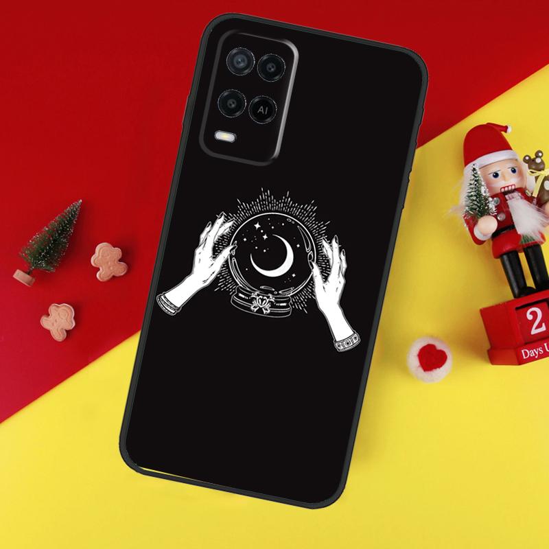 Fortune Telling Moon Stars Hands Art Case For Oppo A38 A18 A58 A78 A98 A74 A94 A54 A80 A60 A40 A96 A76 A16 A15 A17 A57 A5 A6 Pro