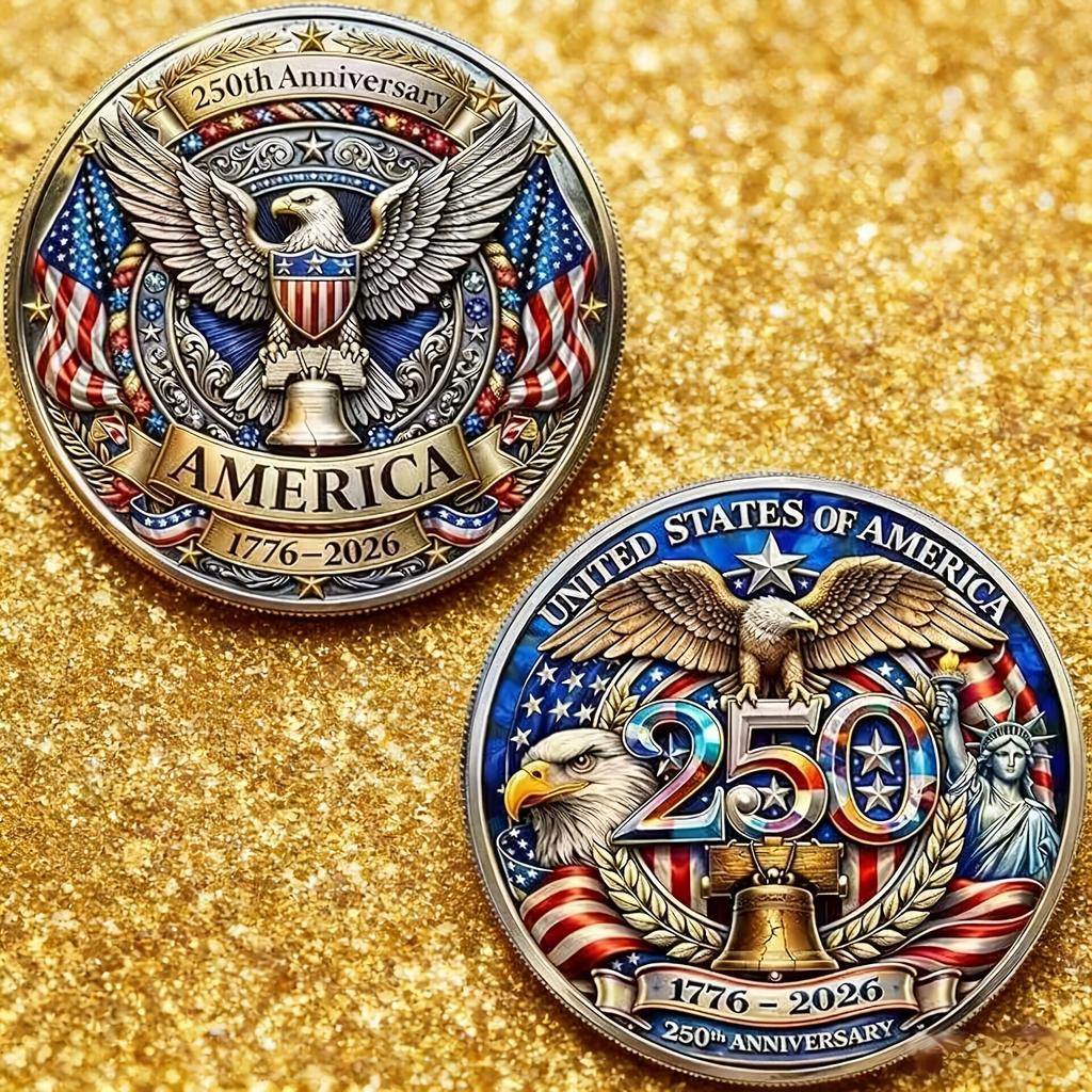 5 pezzi Moneta Commemorativa del 250° Anniversario, Moneta Aquila Calva 1776-2026 Moneta Commemorativa del 250° Anniversario, Commemorativa da Collezione