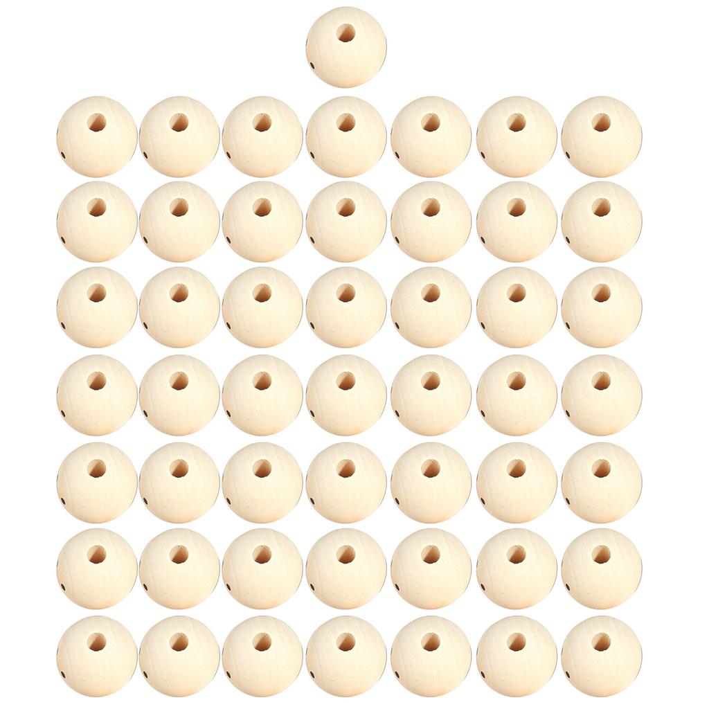 50Pcs Doll Head Wood Beads Face Jewelry DIY Children Beading Smile Beads Loose Round Wooden Craft Beads for Kindergarten