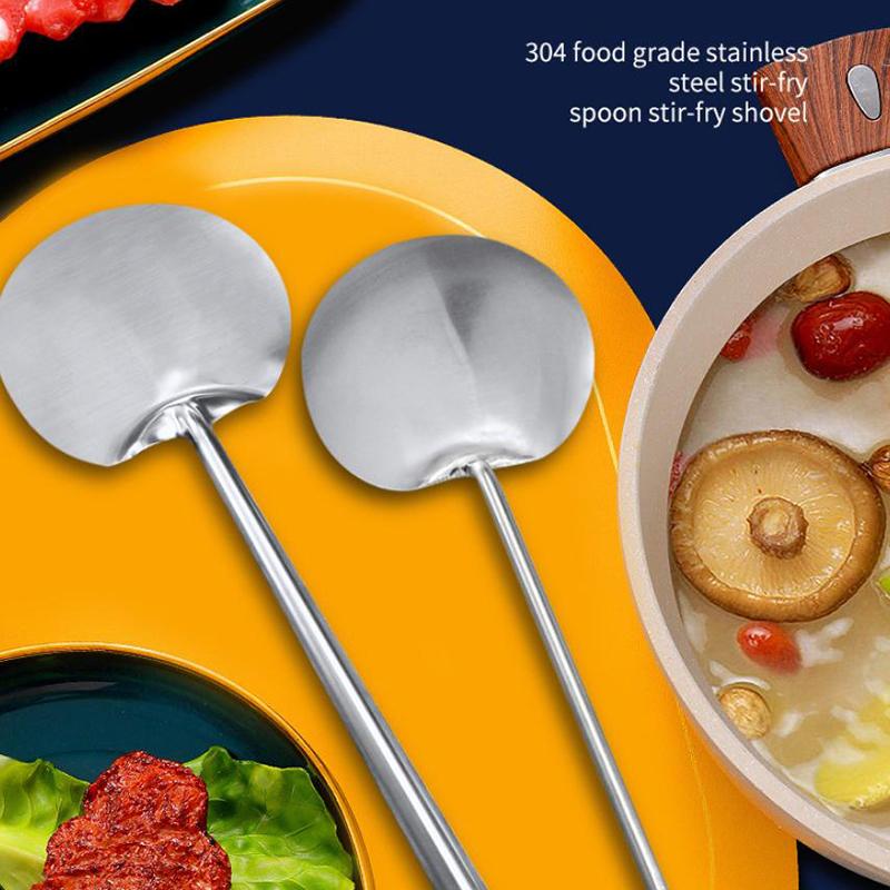 Soup Ladle, Wok Spatula,The Longer Handle Shovel Spoon Rustproof, Heat Resistance, Integral Forming Durable Stainless