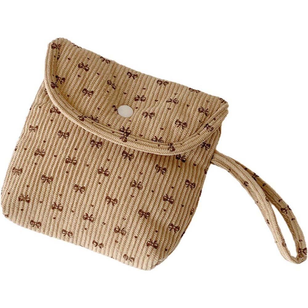 

New Corduroy Sanitary Pads Bag Storage Bag Portable Coin Purse Bowknot Multipurpose Cosmetic Lipstick Bag Travel хакі