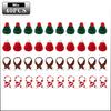 10-100PCS Mini Christmas Tree Ornaments Hats and Scarves Red Green Knit Yarn Pom Pom Holiday Hanging Decor Party Accessories