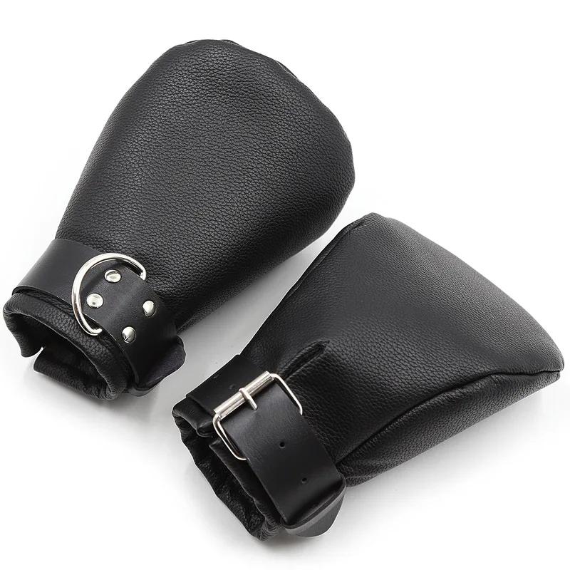 Puppy Play Dog Gloves Dog Paw Print Padded Fist Mitts BDSM Bondage Leather Gloves Fetish Pet Dog Role Play Sex Toys For Couples