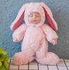 Soft Body Baby Doll Cute Sleeping Baby Dolls with Bunny Clothes Stuffed Toy Rabbit Animated Plush Plushie Birthday Gift for Kids