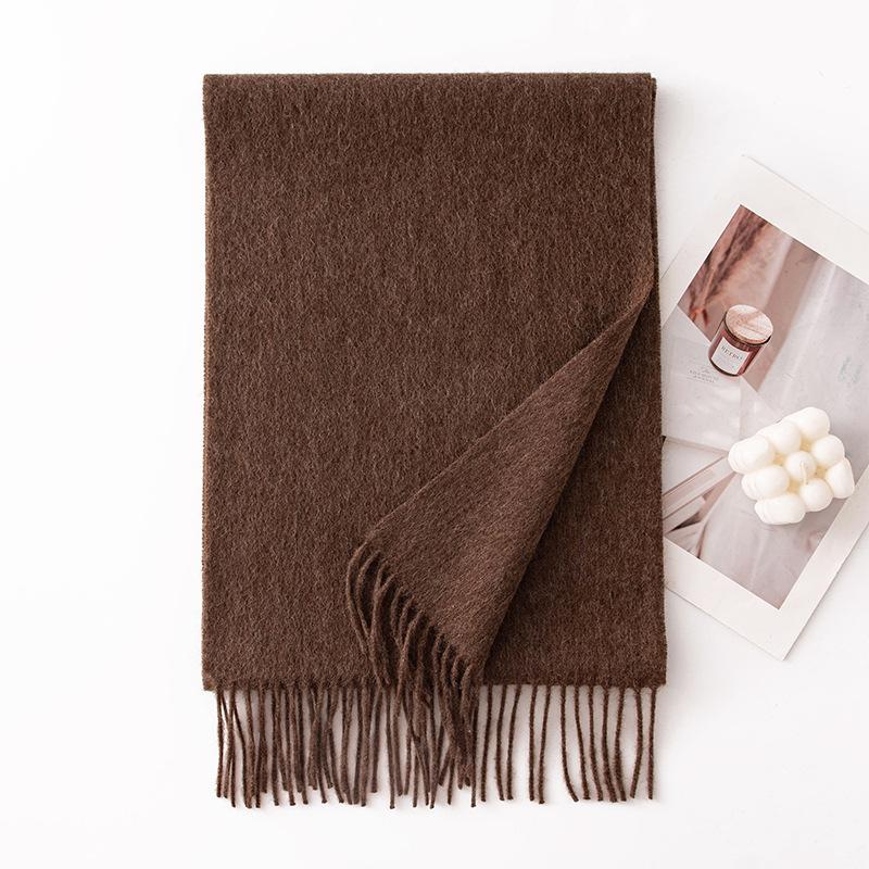 Autumn and Winter New Solid Color Scarf for Women Versatile Neck Scarf Thickened Warm Shawl Simple Tassel
