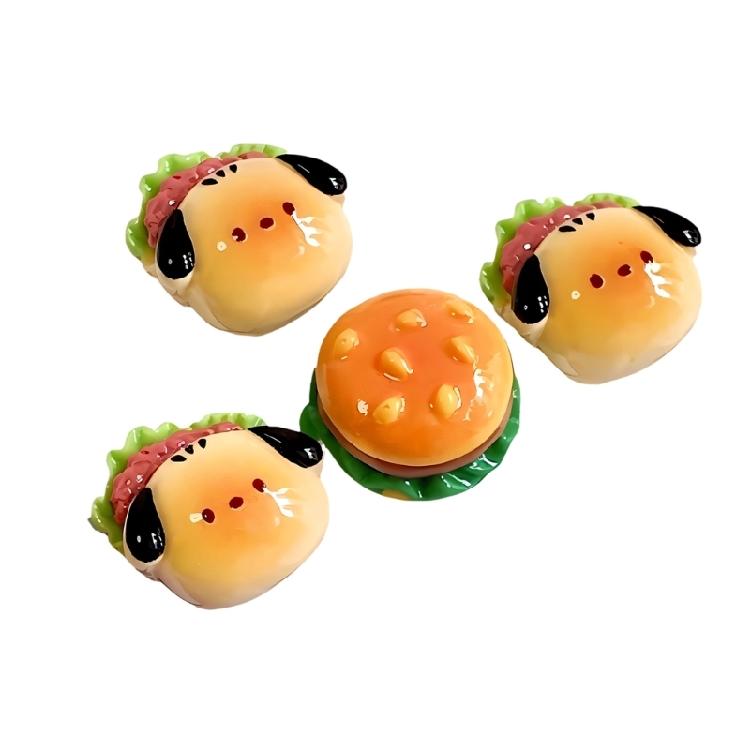 

4PCS/Lot Handcrafted Resin Keycap Stickers Charming Puppy Hamburger Style For Mechanical Keyboards Typing Comfort 1