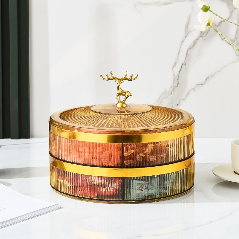 Clear Divided Fruit Plate with Lid: Sealed Storage Box for Living Room or Coffee Table