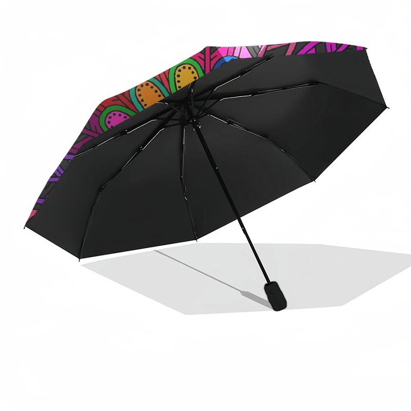 1pc Colorful Mandala Design Umbrella with Plastic Handle,Compact & Stylish,Suitable for All Seasons YS331034
