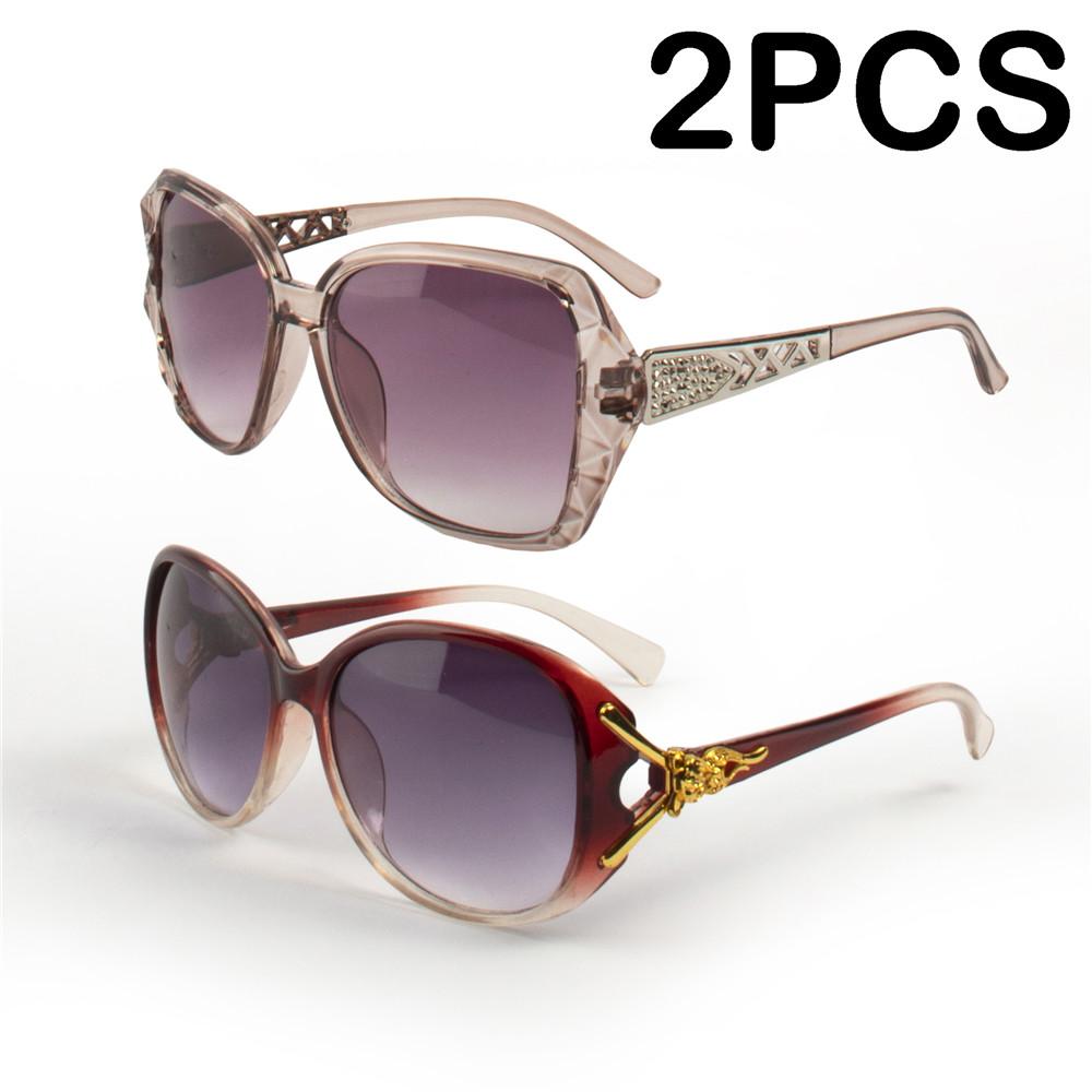 2PCS Fashion Oversized Sunglasses PC Female Big Frame Gradient Sun Glasses mujer