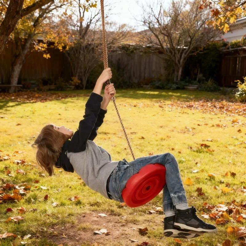 Outdoor Kids Disc Swing | Heavy Duty with Platforms Round Seat Easy DIY Playset Addition Sturdy Design Fun Children’s Gifts