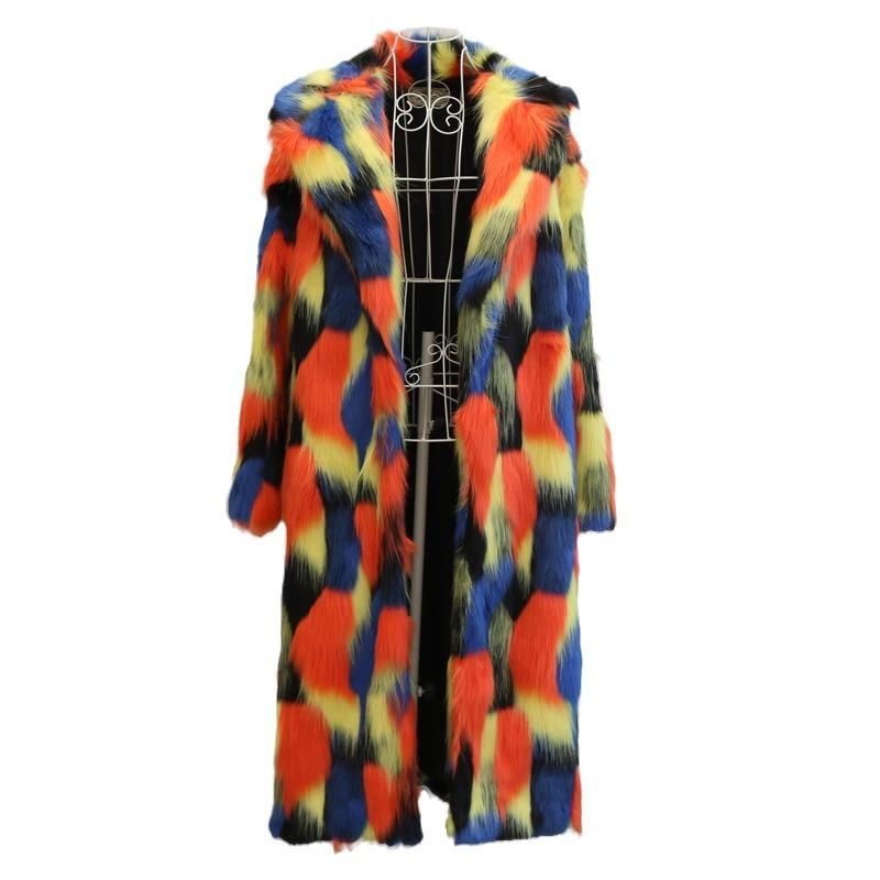 Women's fur coat winter new imitation fox fur coat plus long knee casual warm large size trench coat