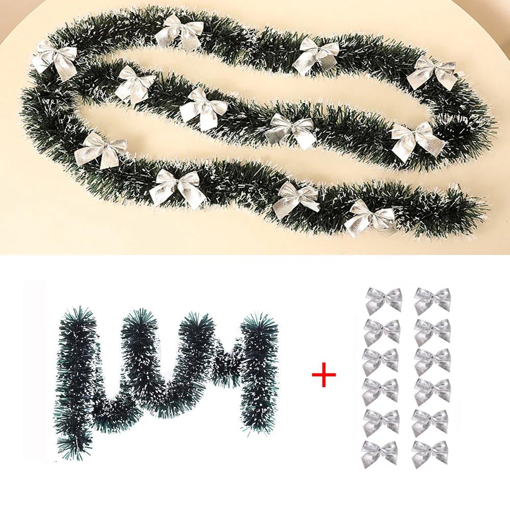 10M Christmas Garland with Gold Bow Decor