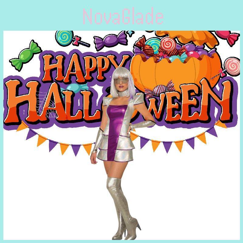 Trendy Women's Mixed Fabric Alien Astronaut Costume For Halloween And Cosplay Events