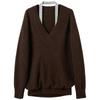 Sancai Winter Striped Faux Two-Piece Knit Pullover