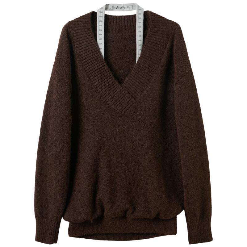 Sancai Winter Striped Faux Two-Piece Knit Pullover