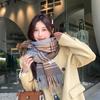 Korean Style Gentle Purple Imitation Cashmere Scarf Versatile Plaid Tassel Scarf Autumn and Winter Warm Plus Velvet Shawl