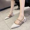 Women's Sandals 2025 New Rivet In Heel Shoe Pointed Toe Comfortable Platform Bun Head Low Heels Behind Empty Elegant Women Shoes