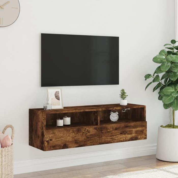 VidaXL Meuble TV mural chêne fumé 100x30x30 cm bois d'ingénierie 836890