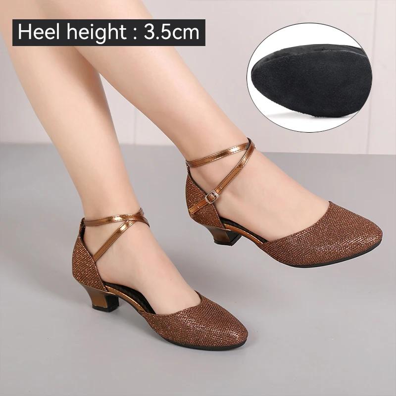 Women's Latin Dance Shoes Ballroom Shiny Salsa Dance Shoes Tango Ladies Girls Comfortable Dancing Shoes for Women Heel 5.5cm
