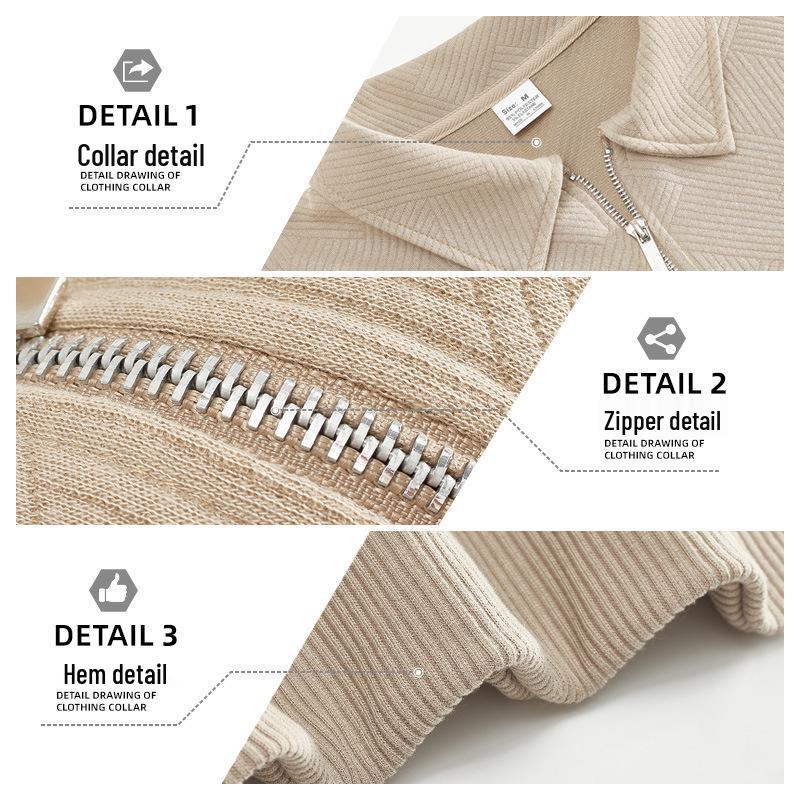 Herren Retro Schwergewicht Jacquard Half-Zip Umlegekragen Langarm Herbst Sweatshirt