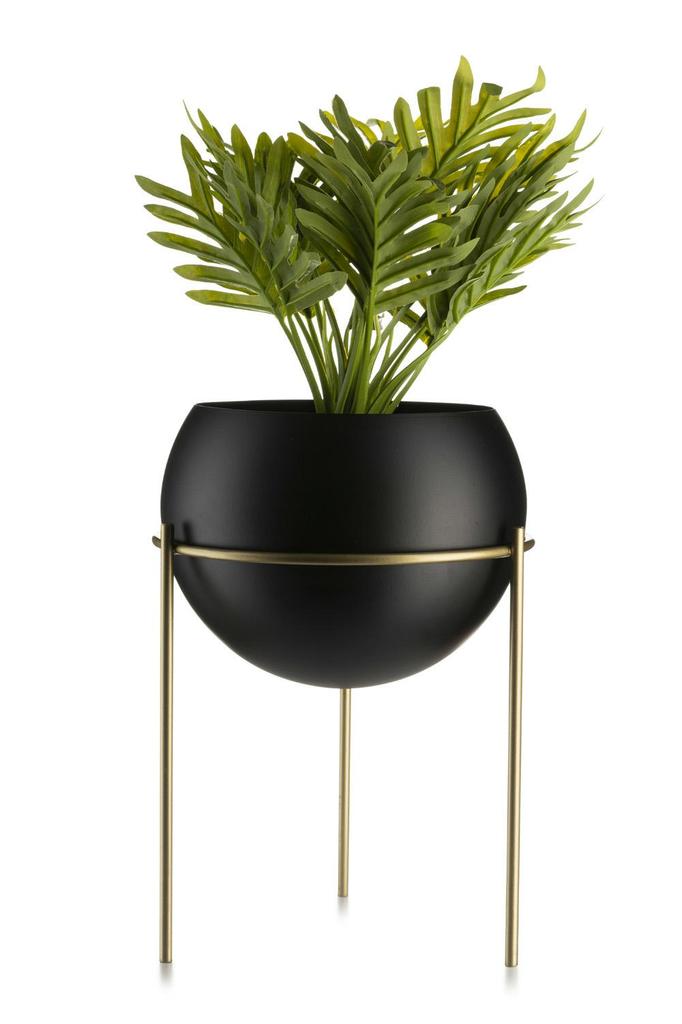 Standing Flower Pot 25 Cm Gold Black Loft