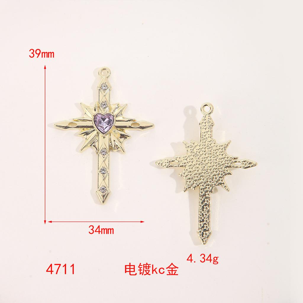 Love Starlight Inlaid Cross Crowe Heart Pendant Cool Spice Girl Diy Bracelet Necklace Ear Jewelry Material Accessories