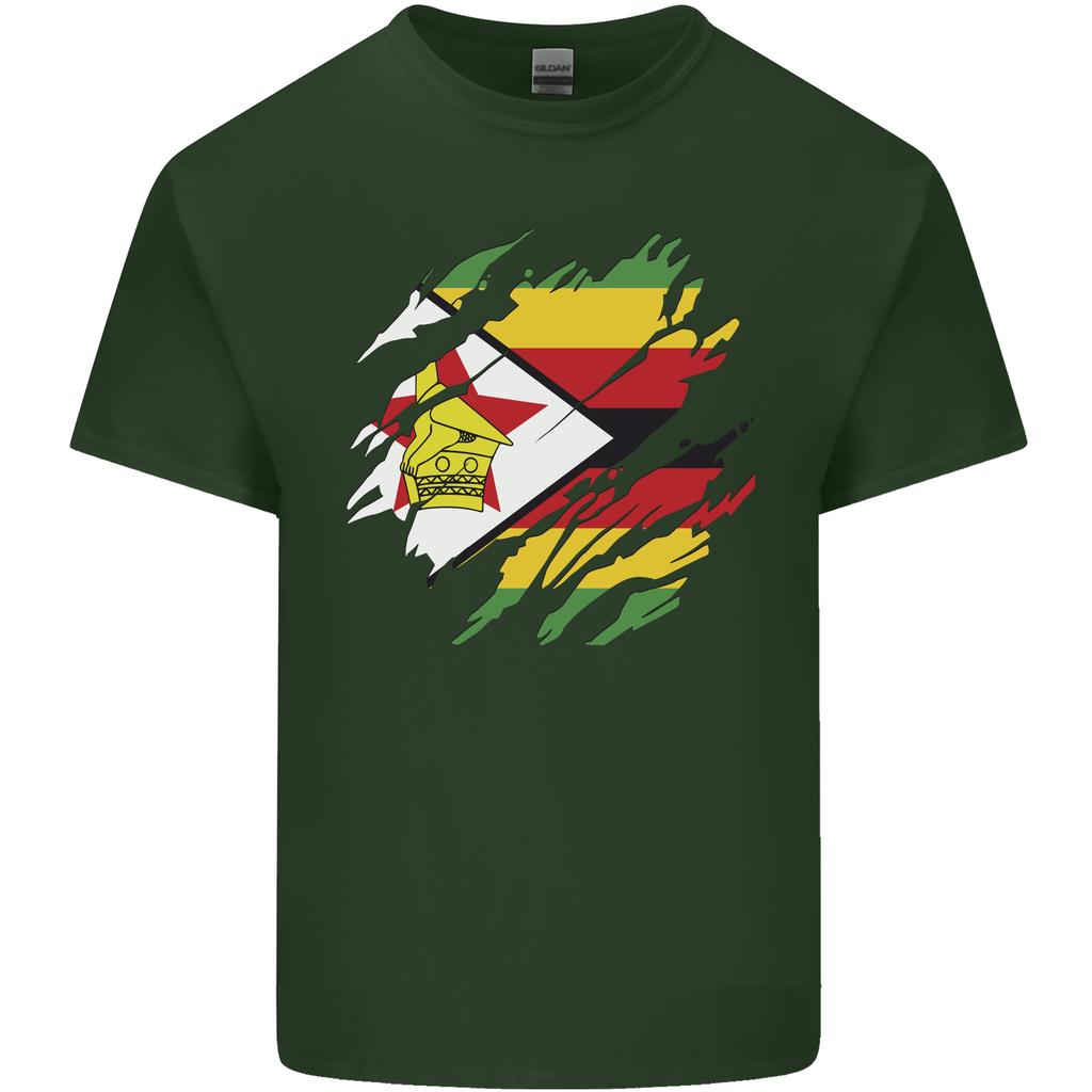 Torn Zimbabwe Flag Zimbabwean Day Football Unisexs Light Cotton TShirt
