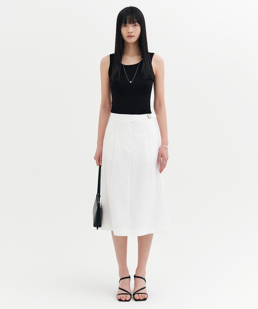 Lugkaeseuteu Camille A-Line Midi Skirt_White