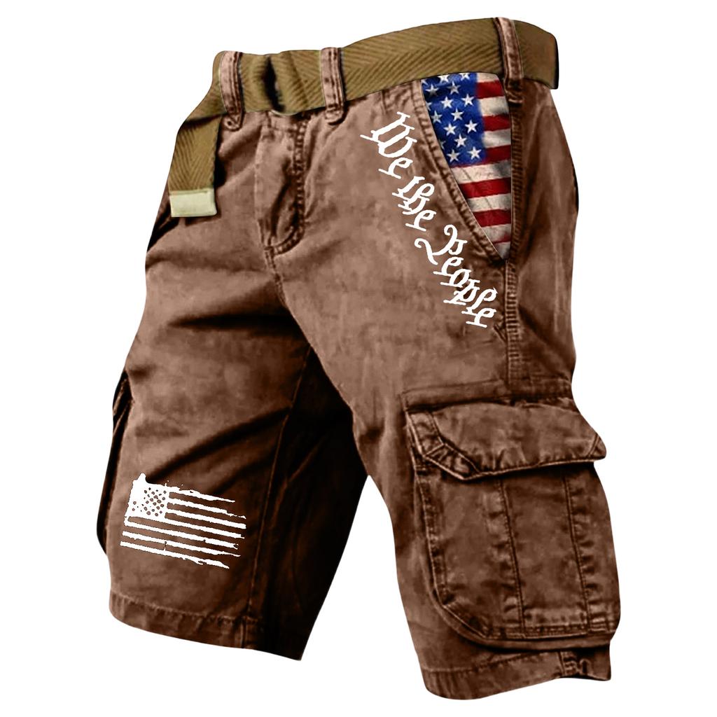 Men's Summer Printed Outdoor Shorts Men's Loose Multi-Pocket Shorts