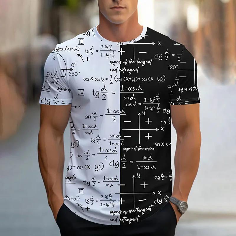 

3D Printed Originality T-Shirt For Men Math Formula Pattern T Shirts Summer Casual Short Sleeves Round S
