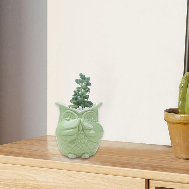 

Цветочный горшок в форме совы, винтажный керамический комнатный горшок для растений, контейнер для растений в форме совы для украшения интерьера, полки для сада, офиса, балкона unheard of зелёный