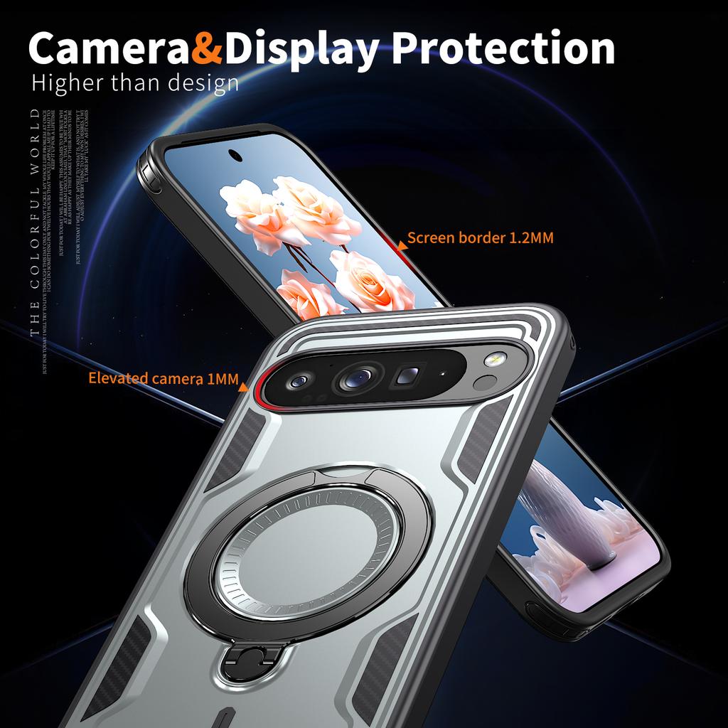 Shockproof Bumper For Google Pixel 9 Pro XL 9A Magnetic Ring Fold Bracket Phone Case For Google Pixel 10 Pro XL Dual Layer Cover