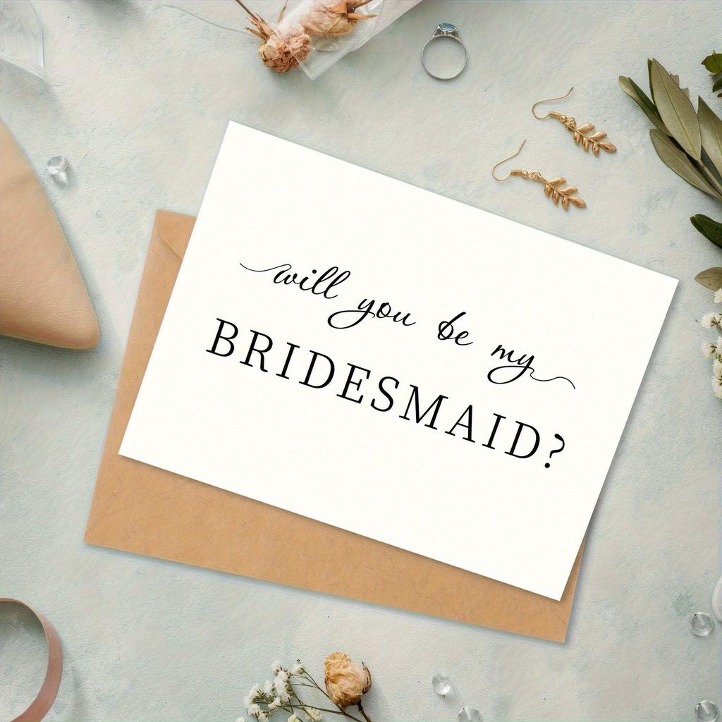1pc Enchanting Bridesmaid Proposal Card - Heartfelt Invitation & Timeless Memento For Weddings Or Engagements - A Thoughtfully Designed Keepsake