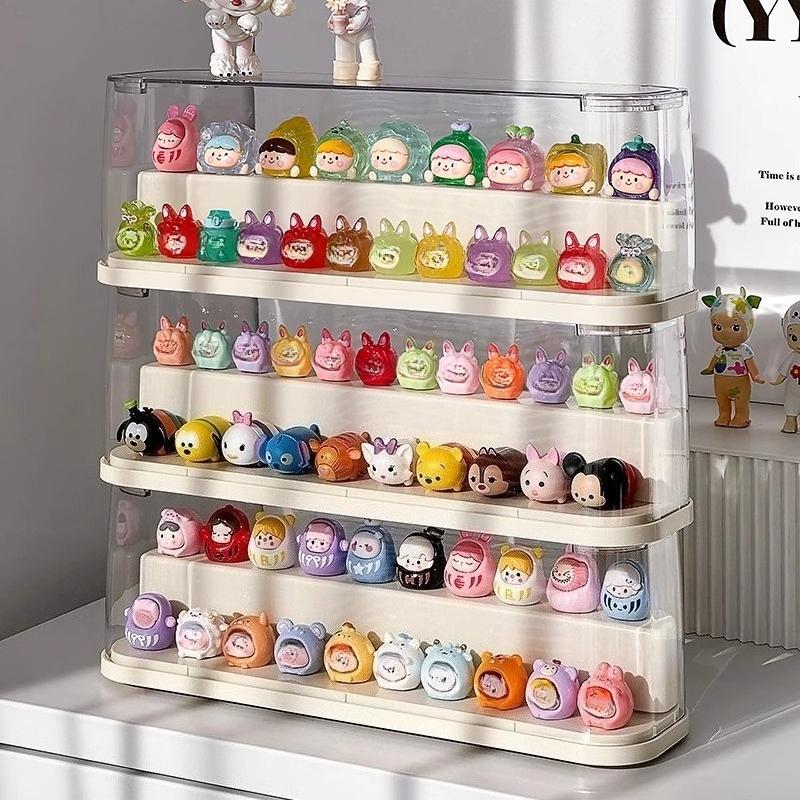 Large Figure Display Storage Box Blind Box Storage Rack Figures Acrylic Clear Ornaments Dust Proof with Lid Boxes Organizer Cute