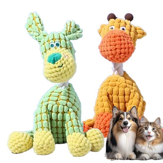 2Pcs Dogs Plush Toys Indestructible Dog Toys Interactive Squeaky Stuffed Animals for Aggressive Chewers Small Medium Large Breeds Puppy Teething Toy