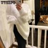 Casual Frauen V Neck Verdicken Warme Strick Pullover Herbst Winter Nerz Kaschmir Weiche Damen Lose Mohair Lange Pullover