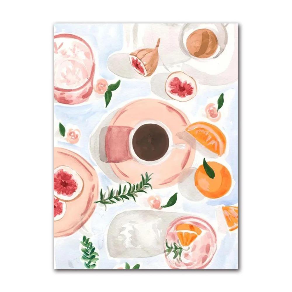 Abstract Wall Art Pool Party Fruit Plate Ladies Free Time Nordic Posters and Prints Oil Painting Living Room Decoration Pictures