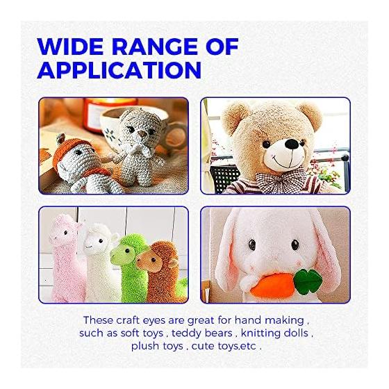 760 Pieces Stuffed Animal Eyes Black Eyes Animal Doll Toy Eye Eyes Teddy Bear Doll Making Plastic Adhesive Type Handicraft Parts DIY 3mm 4mm 5mm 6mm