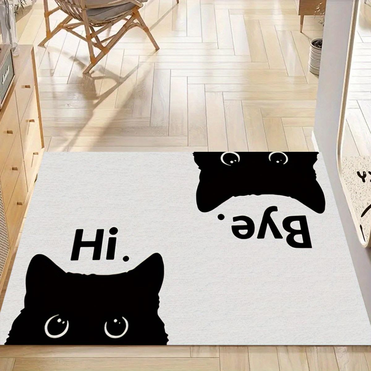 

1pc Whisker Wonders Cat Design Door Mat, Polyester Entrance Rug with Anti-Slip Backing, Hand Washable, for Kitchen, Bedroom, Bat 50x80cm