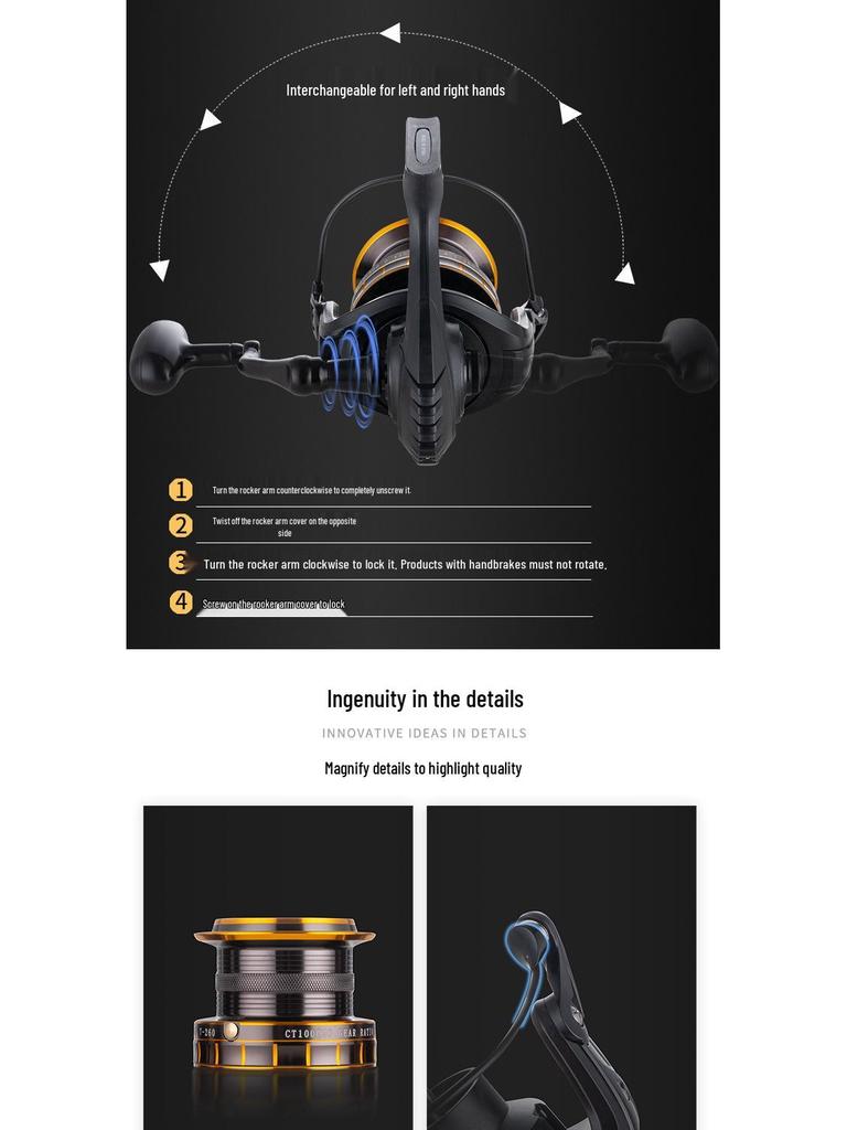 Long-Casting Gapless Spinning Reel with All-Metal Line Cup for Sea Fishing