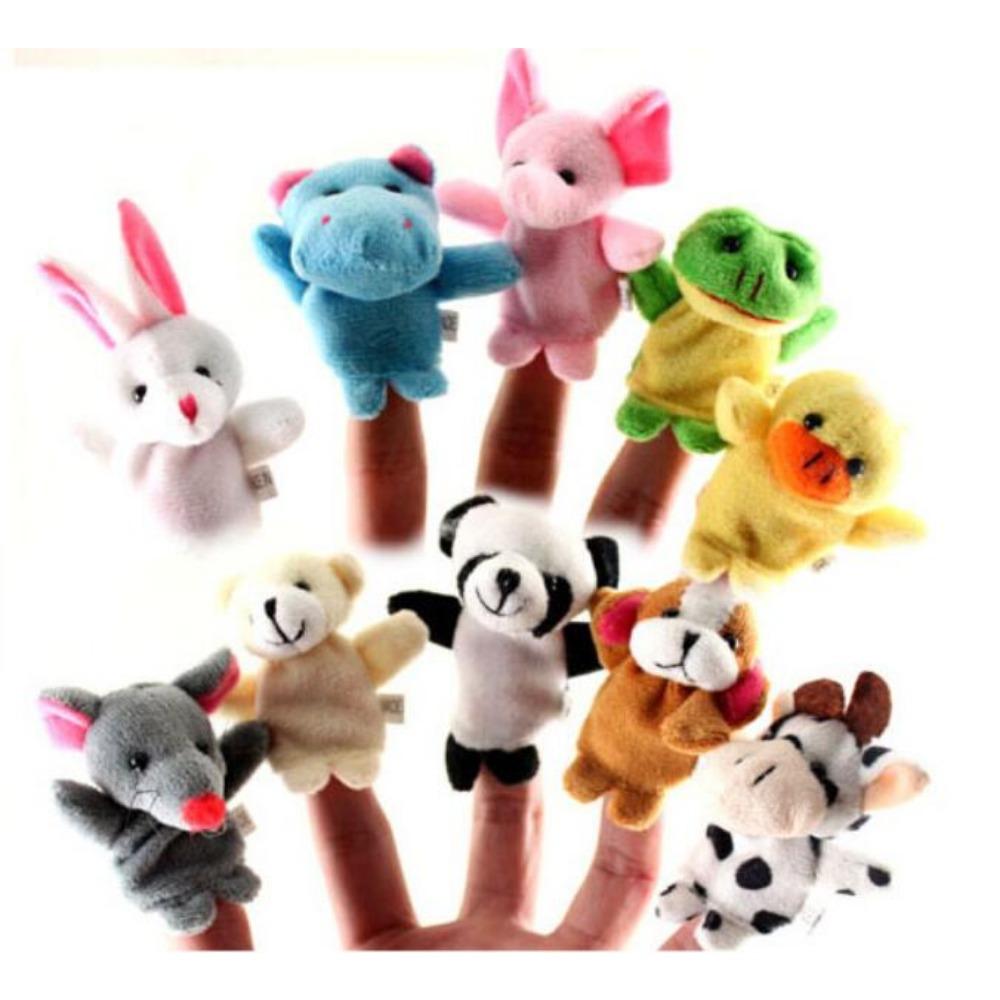 Fantoches de Dedo de Pelúcia Conjunto Brinquedos de Dedo Fantoches Família Bonecos de Animais Desenho Animado Criança Bebê Falante História Fantoche de Dedo Brinquedo