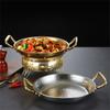 Hammered Stainless Steel Fry Pot Saucepan with 2 Ear Hot pot Dry Pots Seafood Fried Chicken Plate Korean Flat Kitchenware