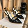 2025 Spring New Women'S Shoes Shallow Mouth Single Shoes Patent Leather Skinny Toe Sandals Bow Pointy High Heels After Empty
