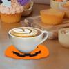 6 Pcs Orange Halloween Felt Pumpkin Coasters Non-Slip Halloween Decoration Cup Mats  Ghost Festival