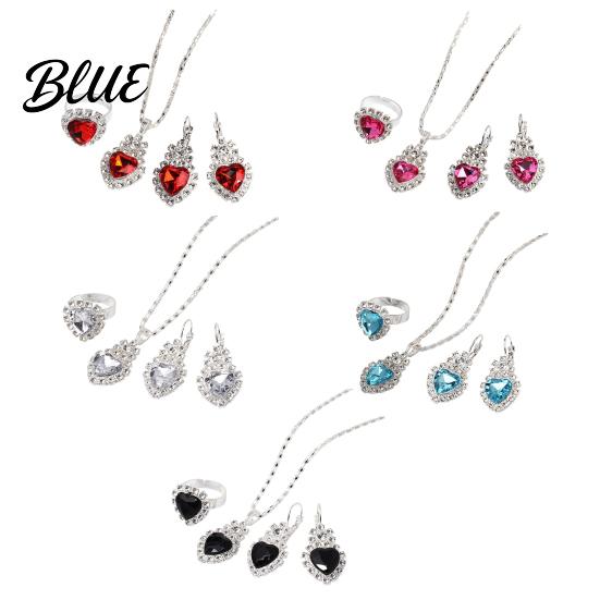 Trendy Jewelry Set Heart for Women Shiny Rhinestone Unique Design