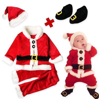 Vánoční kostýmy Santa Claus Cosplay Chlapci Dívčí 4ks oblečení Oblečení pro 0-24 měsíců