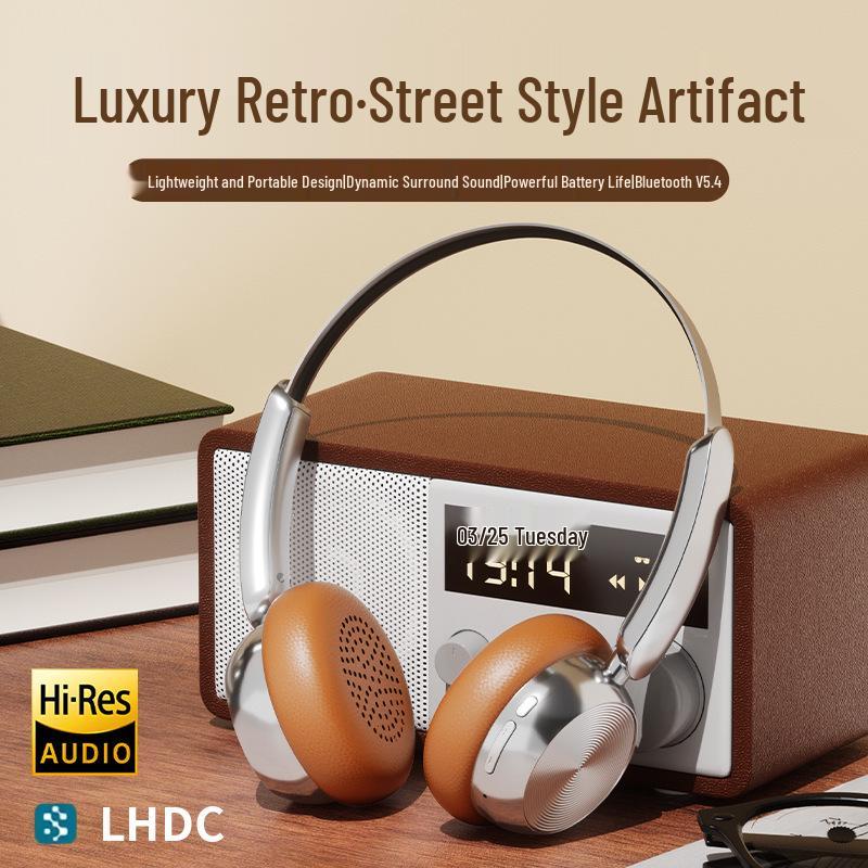Retro Over-Ear Wireless Bluetooth Headphones with Long Battery Life