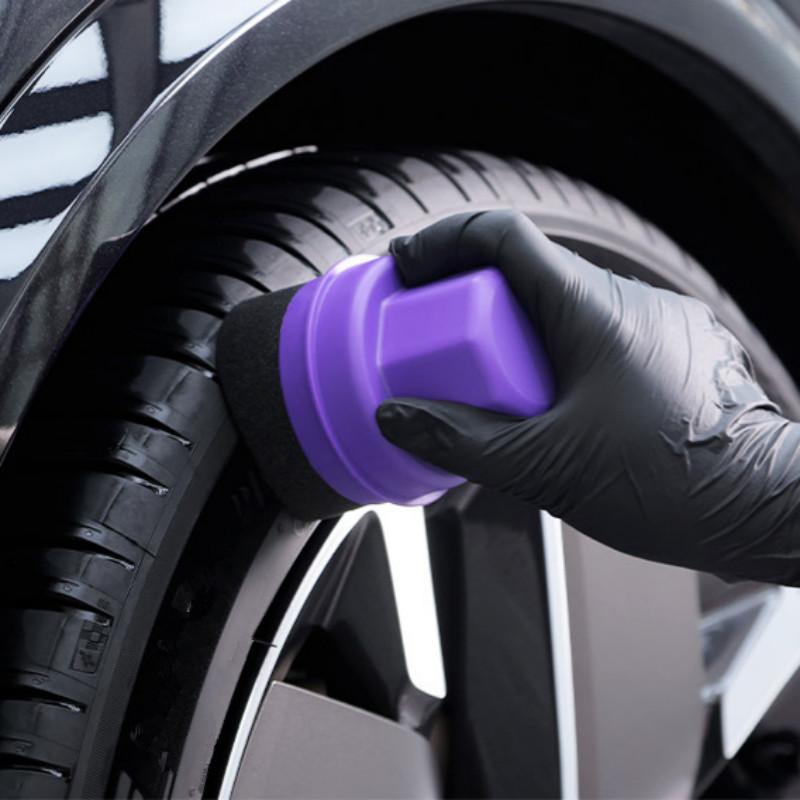 Car Tire Waxing Sponge Car Wax Applicator Pad With Lid Curved Shaped Easy Waxing Tire Sponge Tire Cleaning Tools Detailing Brush